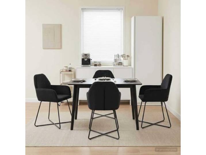 KTHLBRH 4 Esszimmerstühle Samt Schwarz 55 x 50 x 84 cm mit Metallrahmen Veloursbezug, Metallrahmen, ergonomische Form, pflegeleichte Oberfläche, kompakte Größe