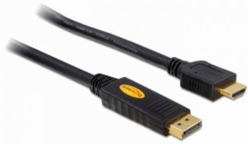 Delock HDMI / DisplayPort Anschlusskabel DisplayPort Stecker, HDMI-A Stecker 5m Schwarz 82441 verdrillt, vergoldete Steckkontakte