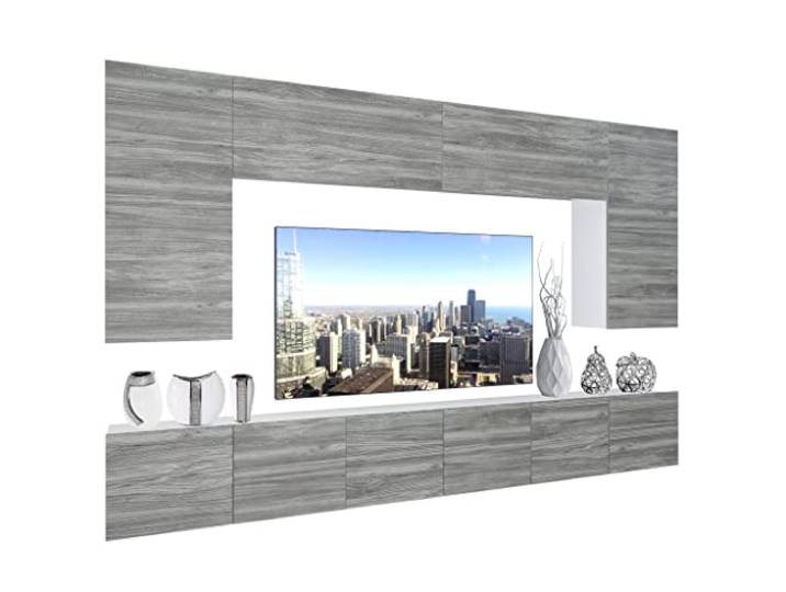 BELINI Wohnwand Schrankwand NEX 2 mit LED-Beleuchtung, Glamour Holz Vollausstattung Wohnzimmer-Set Moderne Schrankwand Anbauwand TV-Schrank