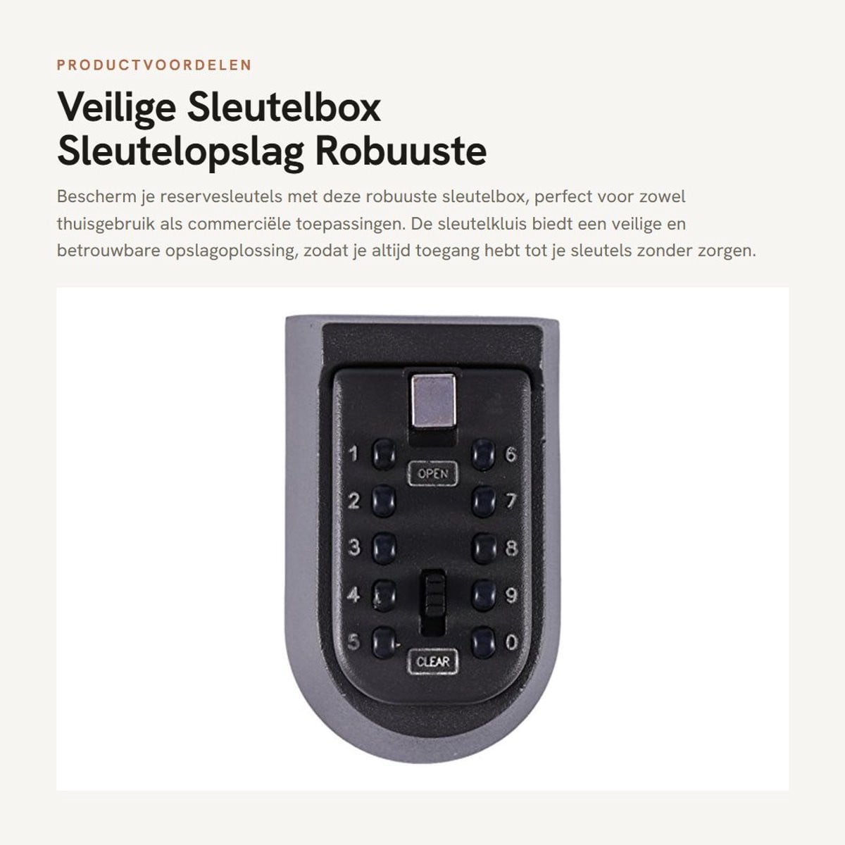 Dailygoods Sleutelbox met 10-cijferig cijferslot - Robuuste sleutelkast voor buiten en binnen