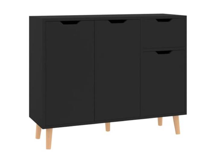 HGFDVCMR Sideboard Schwarz 90x30x72 cm Holzwerkstoff Kommode Kompakter Beistellschrank in Schwarz mit Fächern & Schubladen für Wohnzimmer, Flur oder Schlafzimmer.