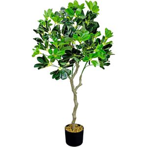 Decovego Kunstpflanze Schefflera Arboricola, Kunstbaum im Topf, mit Echtholzstamm, Höhe 100 cm