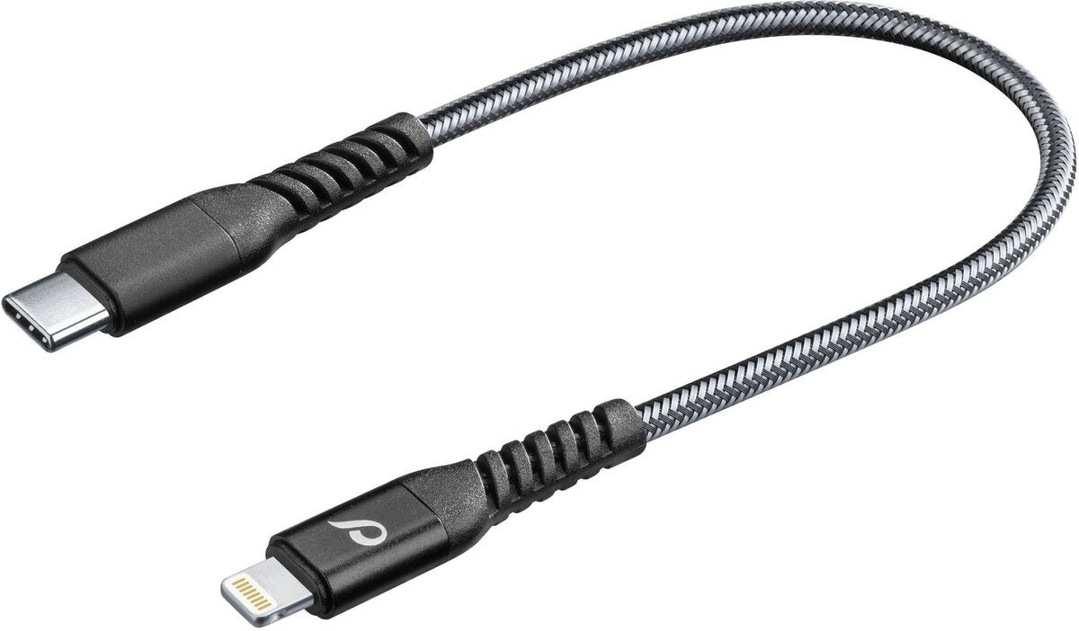 Cellularline USB-C naar Lightning kabel, 0,15 m, Zwart