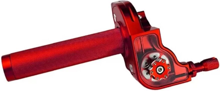 INF Transparenter CNC-Gasgriff 3. Generation, CNC-Aluminium Motorrad Gasgriff, Modifizierter Quick Twister, 1 Paar Rot