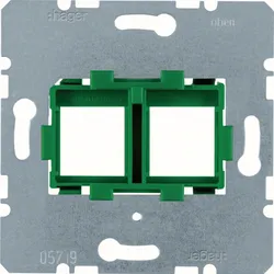 Hager WDF4714G Tragplatte mit grüner Aufnahme für Modular Jacks 2fach, Modul-Einsatz UP