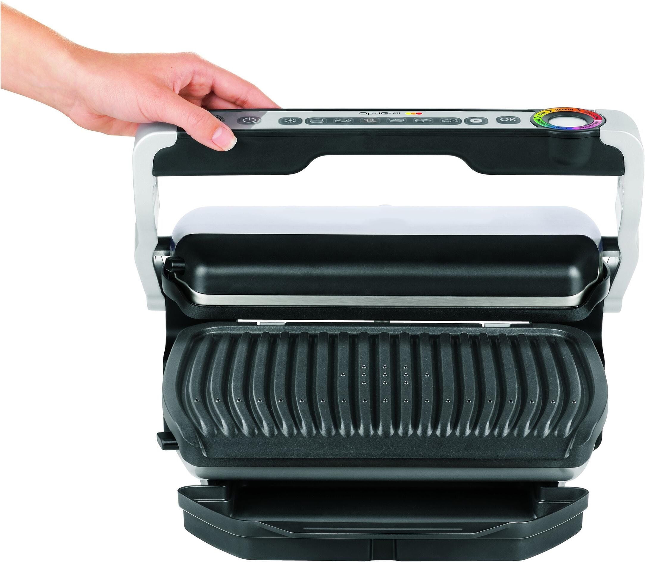 Kontaktgrill TEFAL "Optigrill GC705D", silber (silberfarben), Kontaktgrill_Standgrill_Tischgrill_Teppanyakigrill, Kontaktgrill silberfarben Einheitsgröße