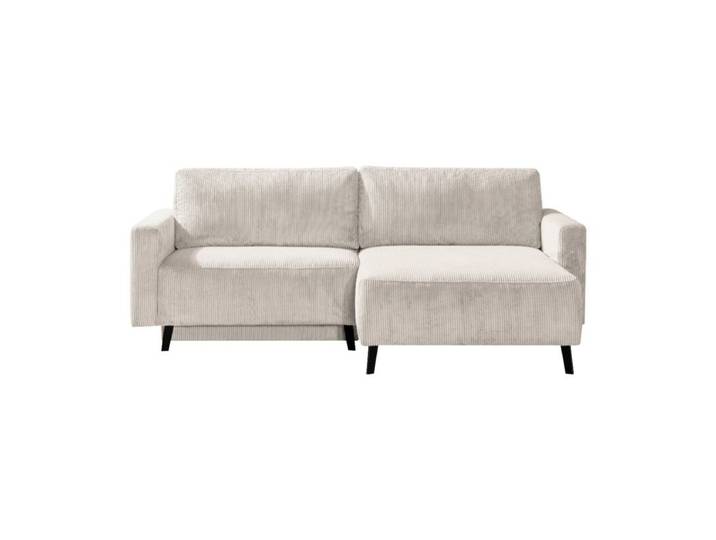 Dixx Divani Ramhusen Schlafsofa mit Cordbezug und Bettkasten - Cord 6576 creme - ohne Funktion - rechts optionaler Hubbeschlag, Creme oder Hellgrau, Ottomane links oder rechts, Schlaffunktion, gemütliches Bett, besonderes Sitz- und Liegegefühl Schlaffunktion Modern, Zeitlos