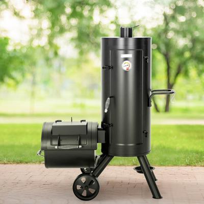 MAISON ARTS Extra Large Charcoal Vertical Smoker Grill & Offset Smoker Combo - Ultimate Outdoor BBQ with 5 Removable Racks