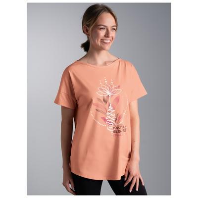 T-Shirt TRIGEMA "TRIGEMA T-Shirt mit Printmotiv "Natural Elements", Damen, Gr. L, rosa (puder), Single Jersey, 100% Baumwolle, Rundhals, Shirts T-Shirt
