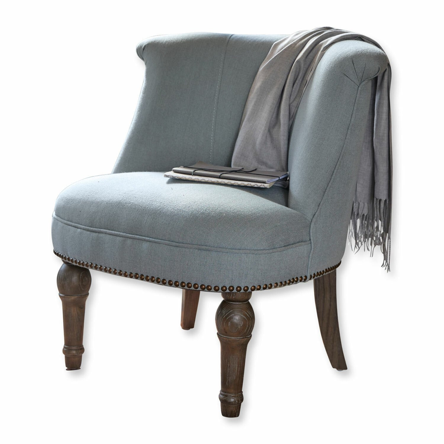 Loberon Fauteuil Francet klassieke fauteuil blauw/bruin