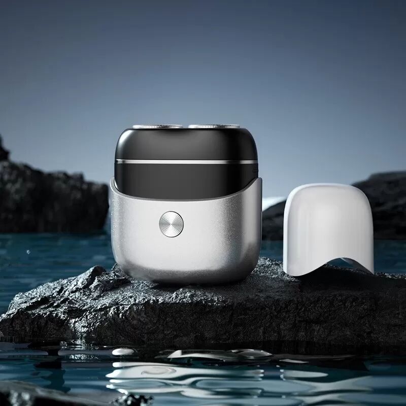 INF Mini Tragbarer Elektrorasierer für Männer - USB Wiederaufladbar, Wasserdicht und Reisefreundlich Silber