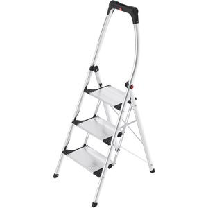 Hailo Klapptritt TopLine K100, 4303-301, aus Aluminium, mit Ablageschale, einseitig begehbar, mit 3 Stufen
