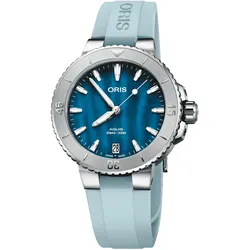 Oris Aquis Date 36,5mm Kautschukband Perlmutt Blau Damenuhr 01 733 7770 4155-07 4 18 65FC