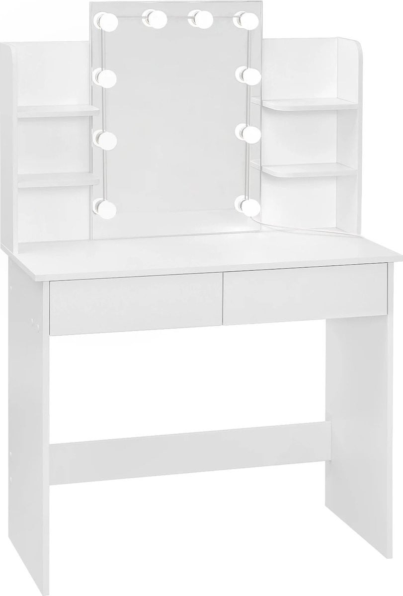 Kaptafel met spiegel en LED-verlichting en 2 lades