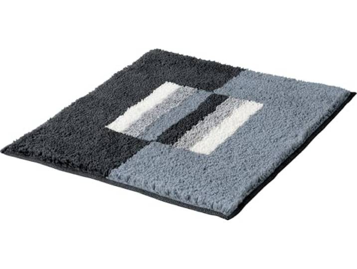 Erwin Müller WC-Vorlage Korfu, WC-Matte rutschhemmend grau Größe 50x50 cm - für Fußbodenheizung geeignet, flauschig, weich (weitere Farben)