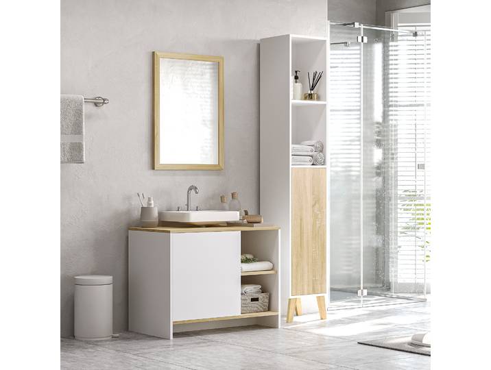 kleankin Meuble Sous-lavabo Bois 77x45x60 cm Blanc