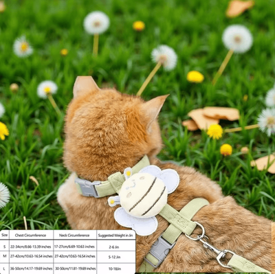 Inspire Curations BuzzBuddy Bee Cat Harness And Leash Set green Bee 1.8m Rope l