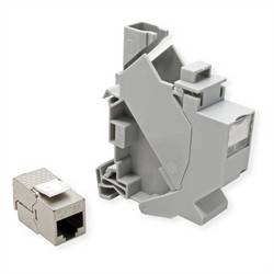 ROLINE Tragschienenadapter für Keystone Module, inkl. Cat.6A Keystone, geschirmt, 45° 26.11.0379