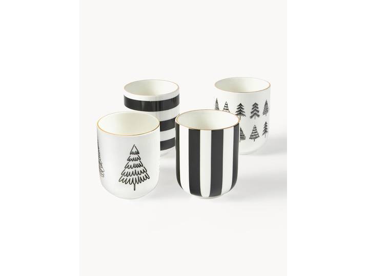Handgemaakte porseleinen koffiemokken Lumi, set van 4