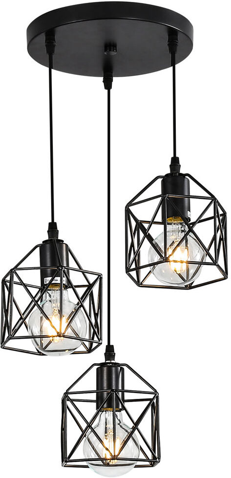 Rio Arius Industrial Pendant Light Vintage Kitchen Island Chandelier Satin Black 25cm H X 25cm W X 25cm D