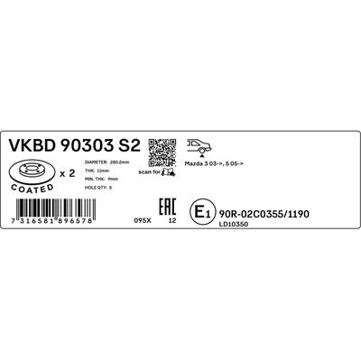 SKF Bremsscheibe VKBD 90303 S2 280mm 11mm für MITSUBISHI