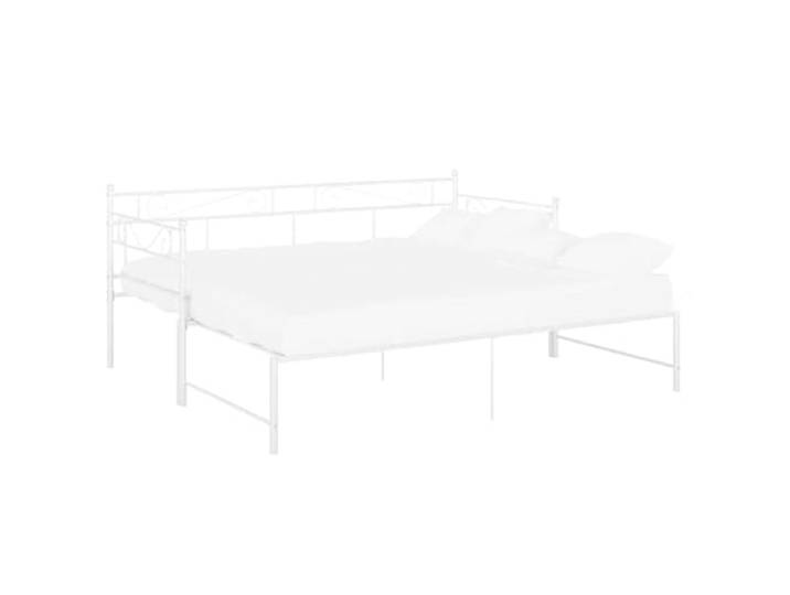 vidaXL Ausziehbett Sofabett Ausziehsofa Bettgestell Tagesbett Schlafsofa Gästebett Bett Metallbett Bettsofa Sofa Couch Weiß Metall 90x200cm