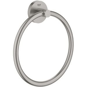 GROHE Handtuchhalter Essentials 40365DC1, supersteel, zur Wandmontage, verchromtes Metall, Länge 18 cm