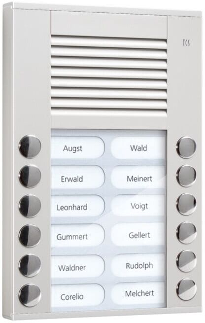 TCS Tür Control Audioaußenstation 2-reihig 12 Tasten AP silber PES12-EN/04)