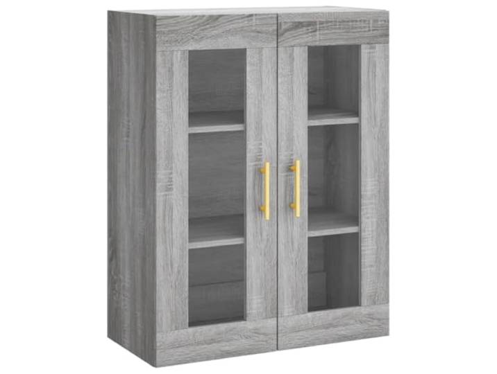 Wandschrank Grau Sonoma 69,5x34x90 cm Hängeschrank Holzwerkstoff,glatte Oberfläche,Festigkeit,Stabilität,Feuchtigkeitsbeständigkeit,Glastüren,Griffe,Wandmontage,Sideboard