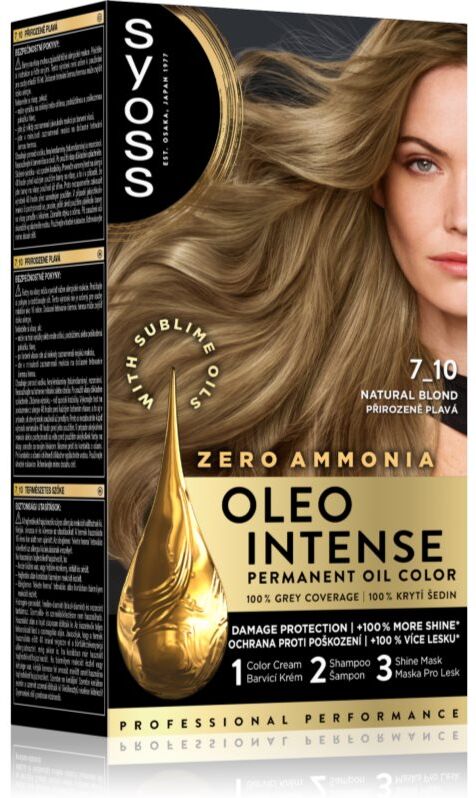 Syoss Oleo Intense coloration cheveux permanente à l'huile teinte 7_10 Natural Blond 1 pcs