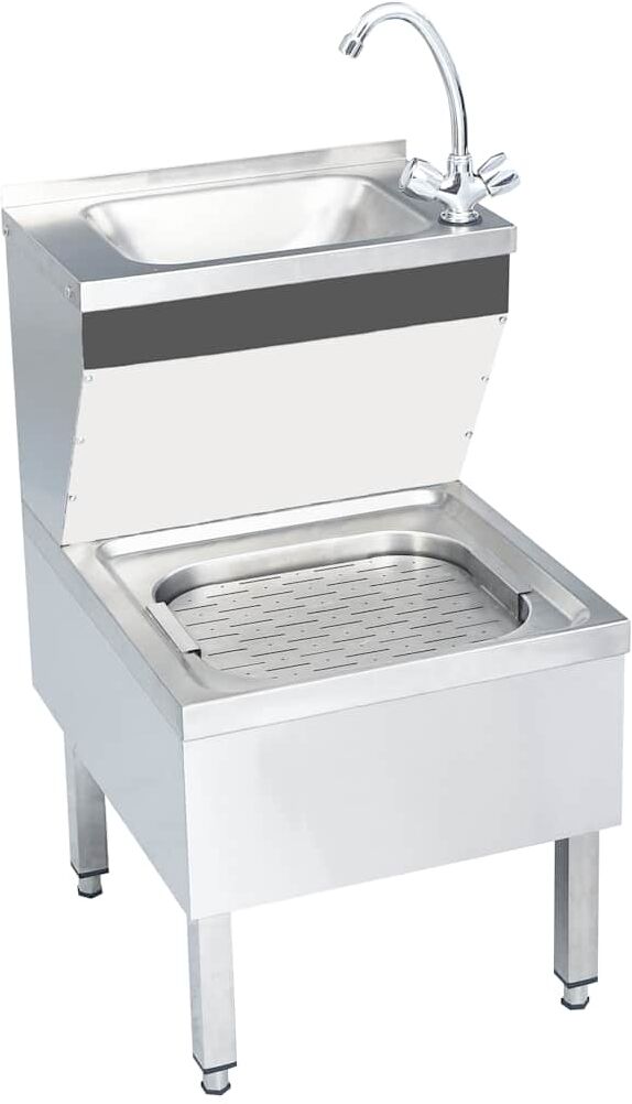 vidaXL Lavabo commercial de lavage des mains avec robinet Inox