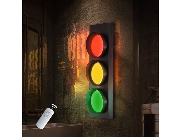 Feu de circulation applique murale LED avec télécommande 3 couleurs lampes de signalisation réglables Bar salon Restaurant décoration Llighting