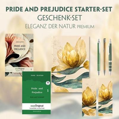 Pride and Prejudice Starter-Paket Geschenkset 2 Bücher (mit Audio-Online) + Eleganz der Natur Schreibset Premium, Set von Jane Austen, EasyOriginal