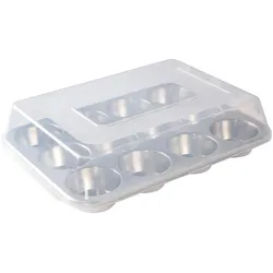 Nordic Ware – Aluminiumform für 12 Muffins mit Kunststoffdeckel