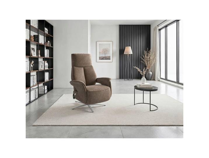 Sit & More Relaxsessel TV Lazy E S1, Braun, Metall, 75x113x85 cm, Liegefunktion, Herz-Waage-Funktion, Sitzfläche 360° drehbar, gepolsterte Armlehnen, Wohnzimmer, Sessel, Relaxsessel