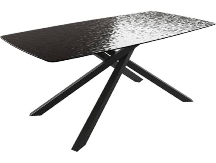 DELIFE Esszimmertisch Edge Boot Reliefglas Rauchschwarz 3D-Design 200x100
