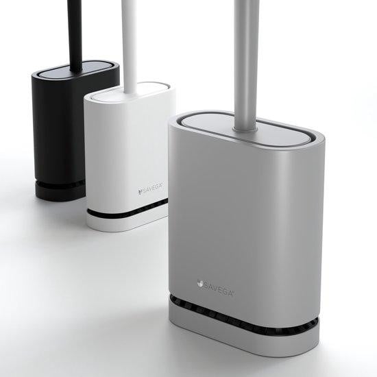 SAVEGA Siliconen toiletborstel met houder voor wandmontage, grijs