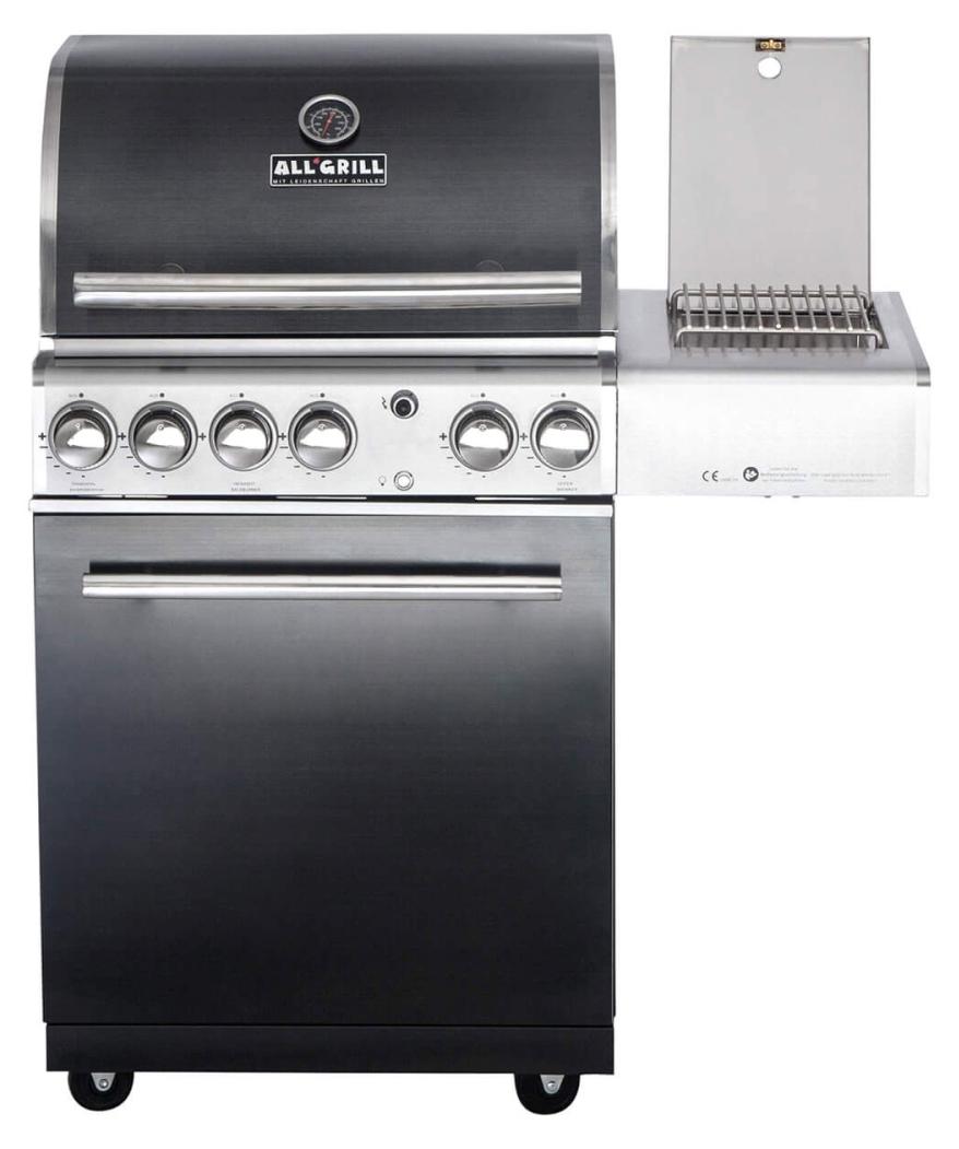 ALLGRILL Gasgrill CHEF M BLACK Modular Grundmodell 3 Brenner, Seitenkocher, Backburner (500703)