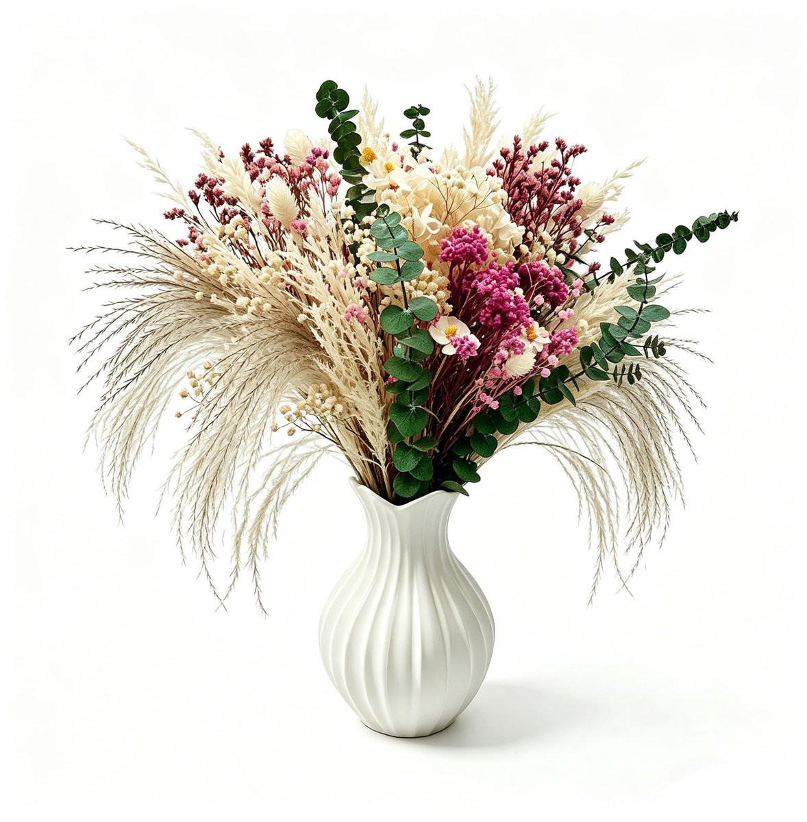 Merkloos Droogbloemenboeket met Pampasgras en Baby's Breath