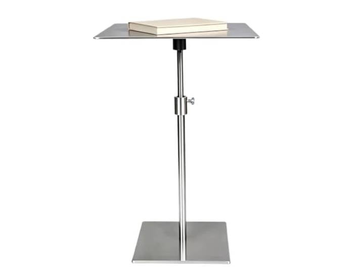 Hochtisch aus Edelstahl für Kaffee Tee Esszimmer Bistrotisch verstellbar Bartisch, kleine Beistelltische – Vintage-Gold, Cocktailtisch mit stabilem Sockel(Silver,35cmx35cm)