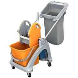 AquaSplast Einfachfahreimer 1.25 K TS orange blau inkl. 20 L Eimer, 6 L Eimer, Presse, Deichsel, Abfallsack