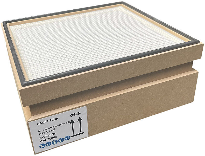 kaiserkraft Schwebstoff-Filter, MDF-Box mit Dichtung, LxBxH 410 x 410 x 146 mm