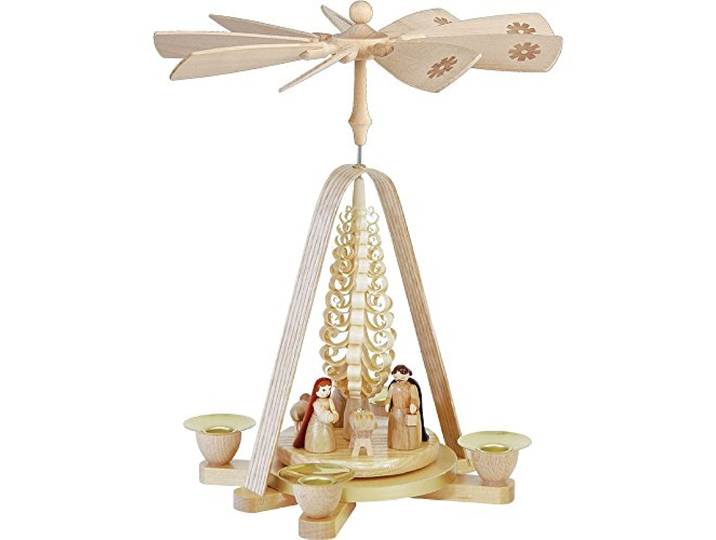 German Christmas Pyramid with Holy Family Nativity Scene Handcrafted in Germany