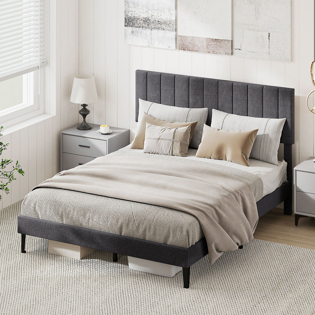 17 Stories Upholstered Bed Grey 112cm H X 158cm W X 210cm L