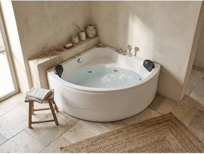 Whirlpool Eckwanne - 2 Personen - 350 L - 150 x 150 x 60 cm - AGLENA