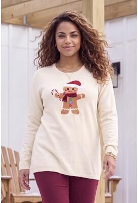 Plus Size Women's Cozy Critter Sweater by Catherines in Oatmeal Gingerbread (Size 0X)