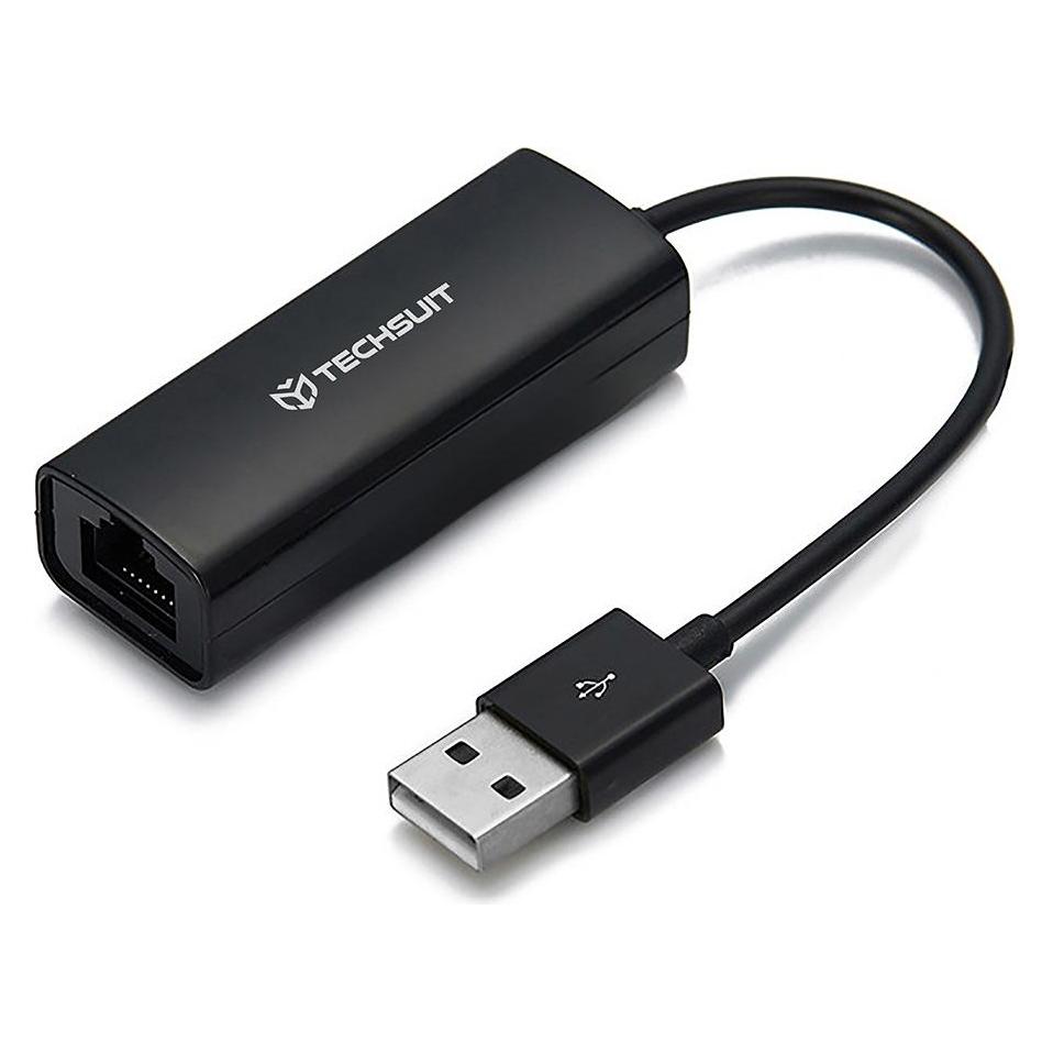 Techsuit - Ethernet Adapter NetLink (AC19) - USB Male to RJ45 LAN Port Female - Black (USB) (59158865)