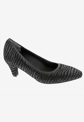 Women's Karat Pump by Ros Hommerson in Black Croco Leather (Size 9 M)