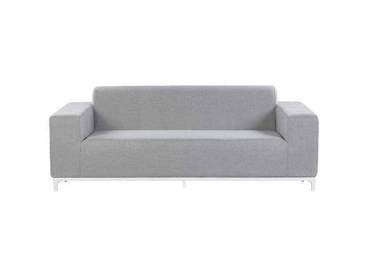 GARTENSOFA 3-Sitzer Polsterbezug hellgrau/weißes Gestell Rovigo