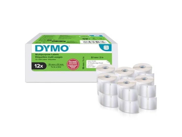DYMO LabelWriter Étiquettes polyvalentes petites\, 13mm x 25mm\, 12 x 500 6 000 étiquettes autocollantes faciles à décoller pour Étiqueteuses LabelWriter\, étiquettes DYMO authentiques